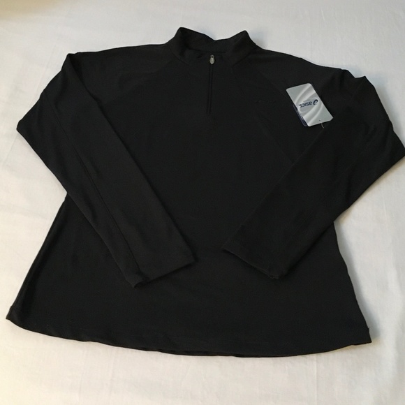 NWT ASICS Thermopolist Quarter Zip Long Sleeve Running Top Black